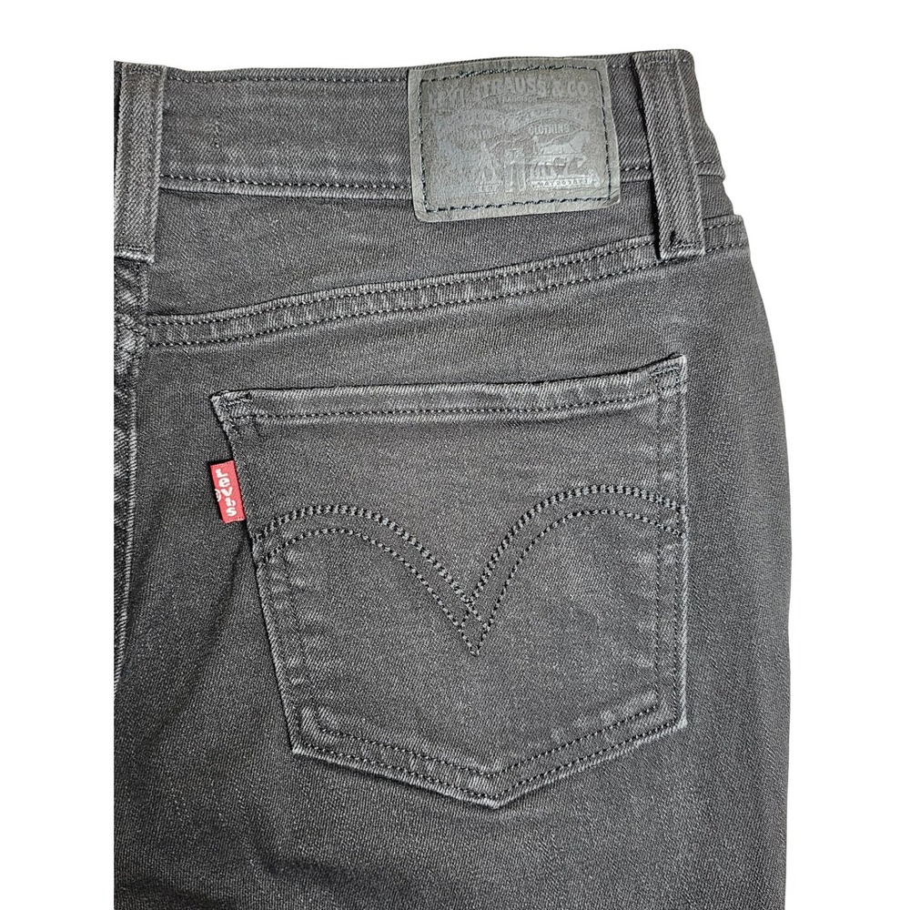 Levis 535 Super Skinny Jeans Womens 29 Black Coated Denim Leggings Stretch 30x29